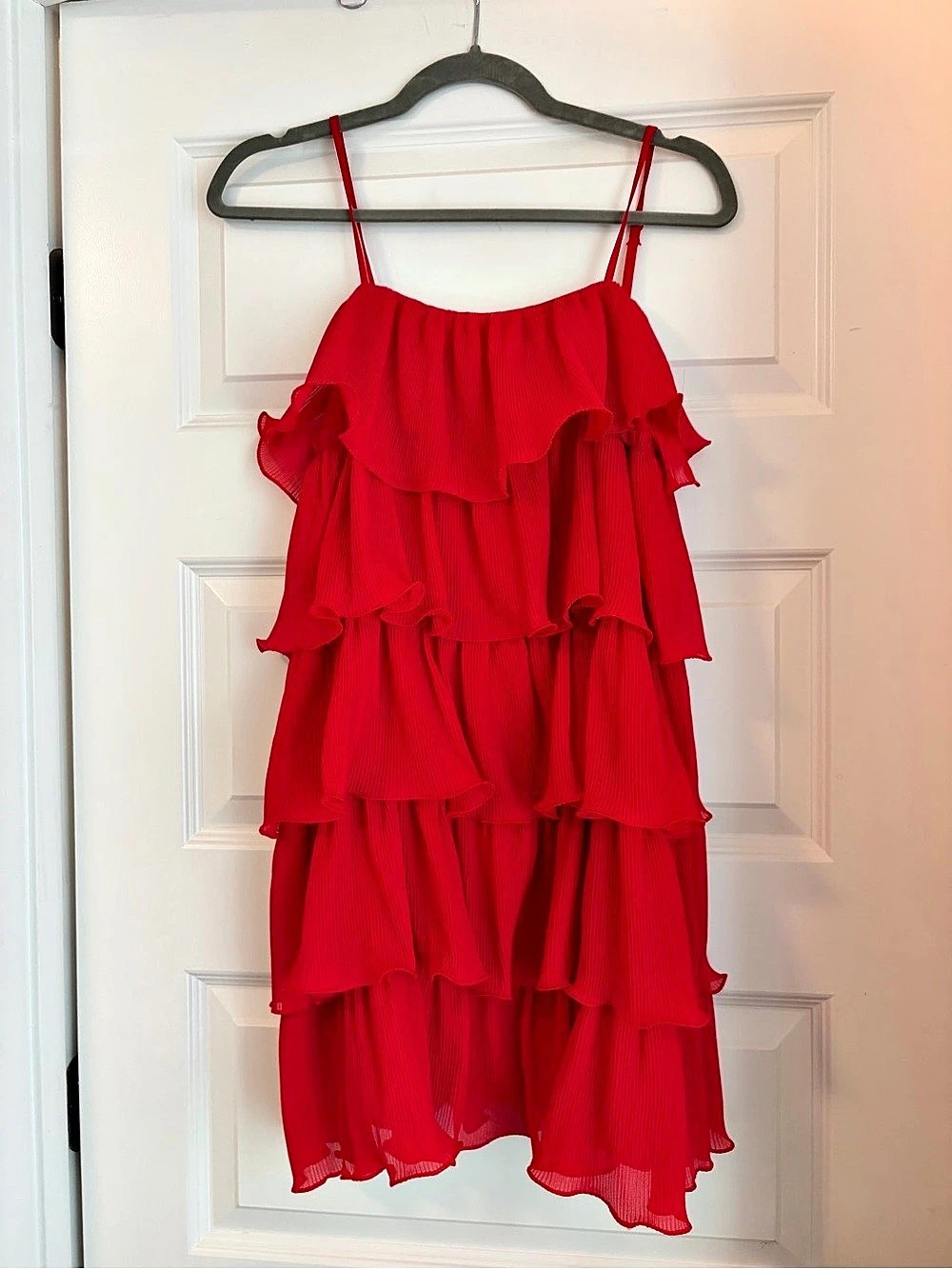 Sincerely Jules Red Ruffle Mini Dress Size Small Like New